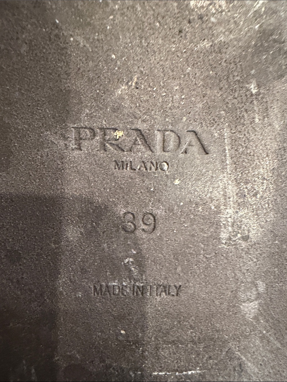 Prada Black Leather Logo Slide Sandals with Gold Accents - Picture 5 of 5